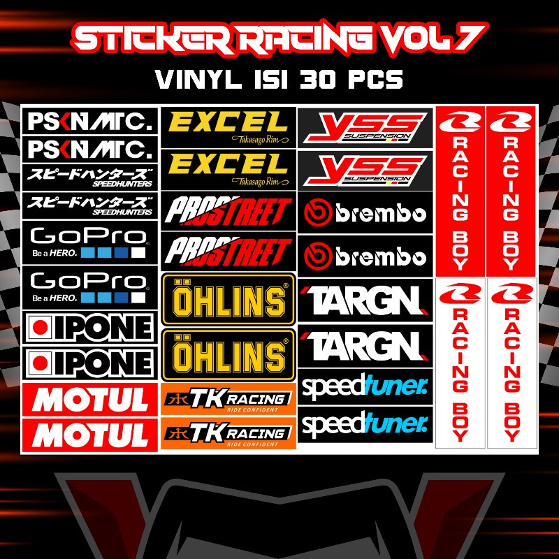 Stiker Racing 1 pack isi 25 27 32 Stiker Sponsor Stiker Helm Stiker Motor Sticker Motor