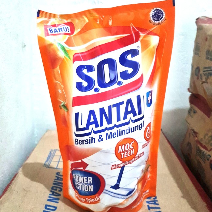 SALE !! Pembersih Lantai SOS ORANGE 750 ML Anti Bacterial Refil Pouch