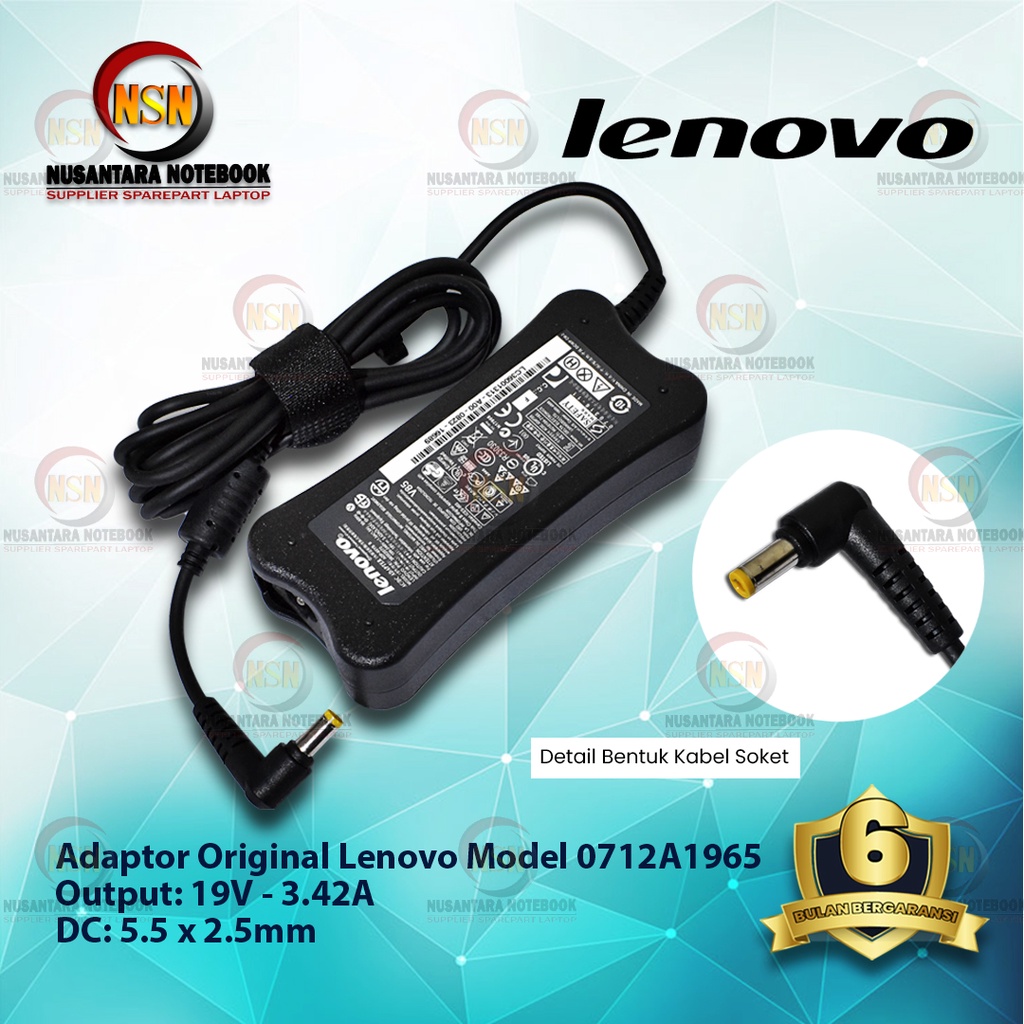 Adaptor Original Laptop Lenovo 19V 3.42A DC 5.5x2.5mm