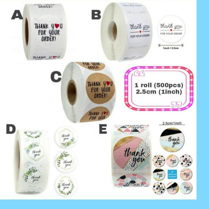

Terkini RRKUS 1 Roll (500pcs) Stiker Label 2.5cm stiker Thank you for your order untuk cookies packa