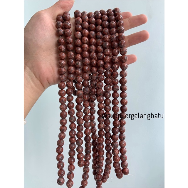 bahan red jasper 10mm natural batu alam akik gloss bahan gelang kalung