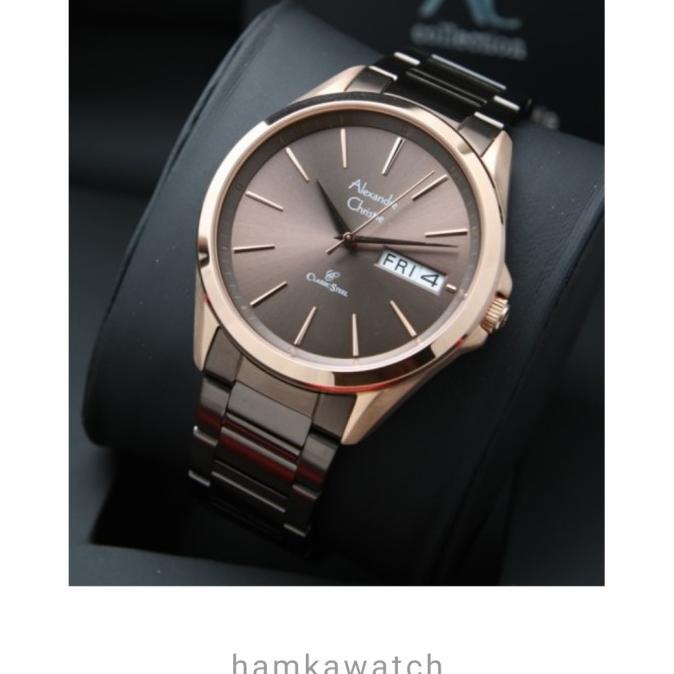 Jam Tangan Pria Alexander Cristie Original Ac8592 Brown Rosegold Dhakiydano