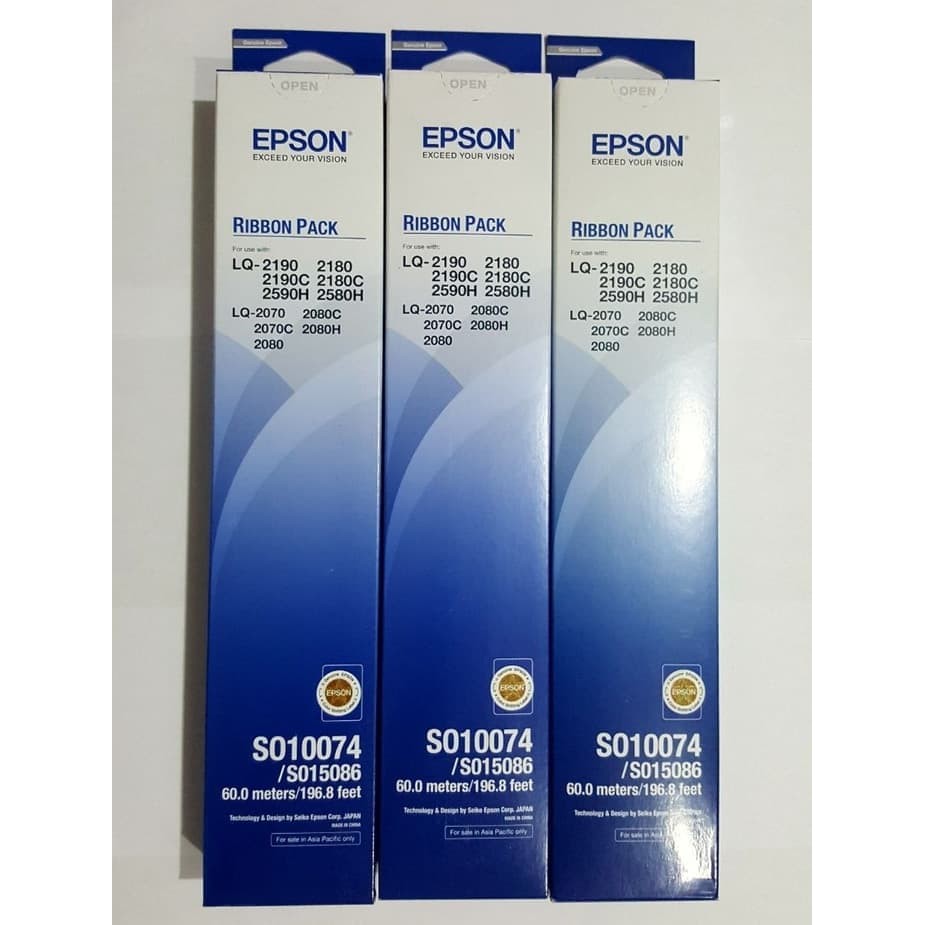 

Ribbon Pack Refill Asli Epson So10074 Lq 2170 2180 2190 2070 2080