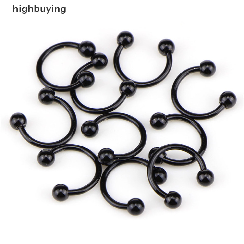 Hbid 10PCS Anting Tindik Hidung / Bibir / Telinga Bentuk Tapal Kuda Bahan Stainless Steel