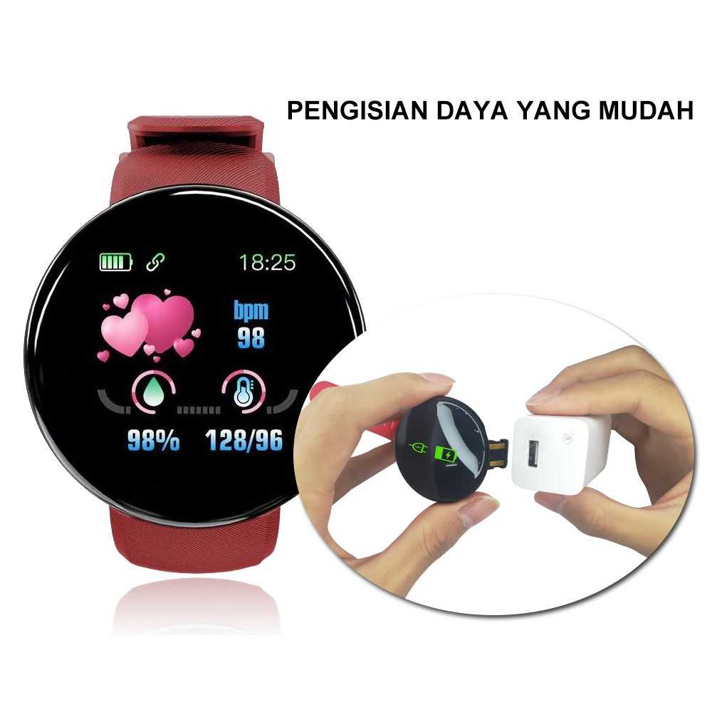 SmartWatch D18 Jam Pintar Olahraga Pria dan Wanita Bluetooth Digital  Tahan Air Heart Rate Smart Watch