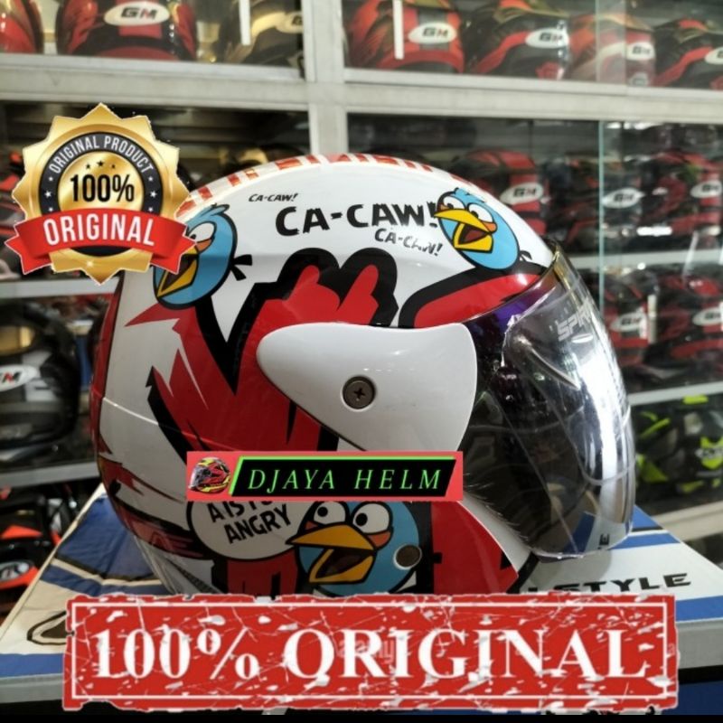 HELM GM EVOLUTION MOTIF ANGRY BIRD WHITE/RED GLOSSY SIZE M