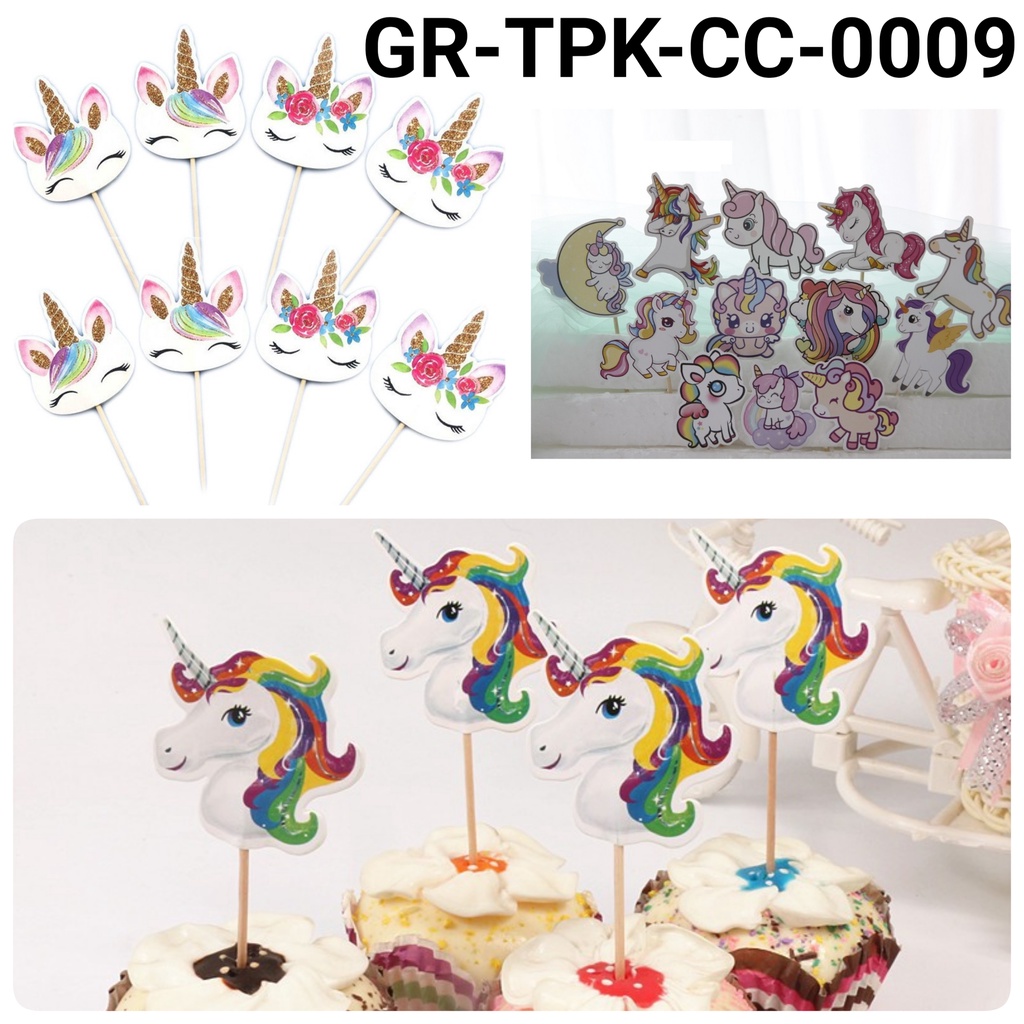 

TPK-CC-0009 Cake topper cupcake hiasan kue kertas unicorn kuda pony yamama baking