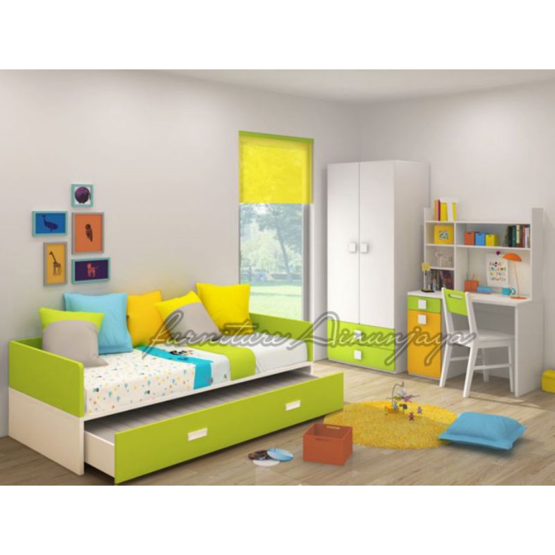 set kamar anak solusi hemat dipan sliding lemari meja kursi belajar GERATIS ONGKIR JABODETABEK