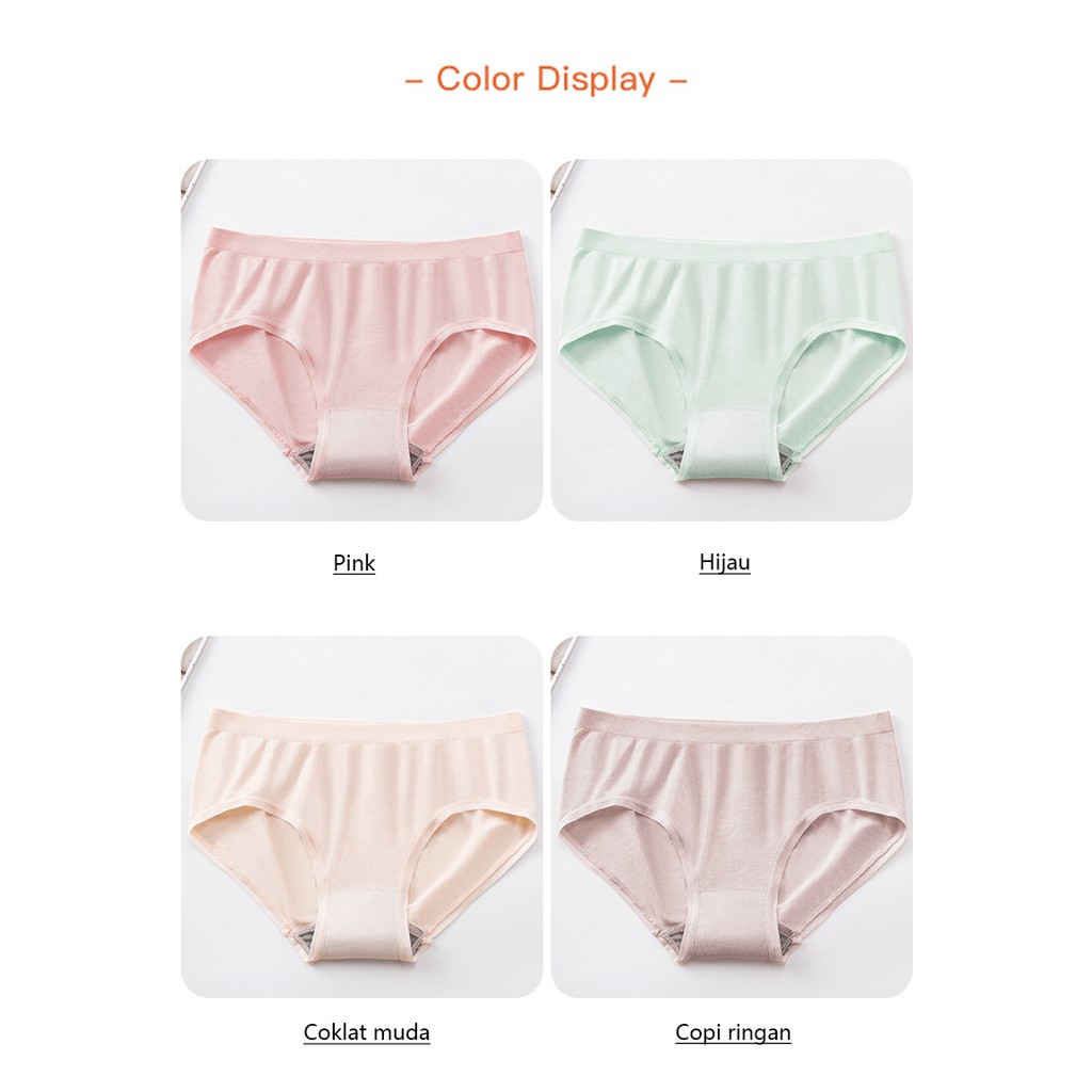 [Set Kotak 4pcs] Celana dalam antibakteri graphene wanita Pakaian Dalam CD Seamless-1
