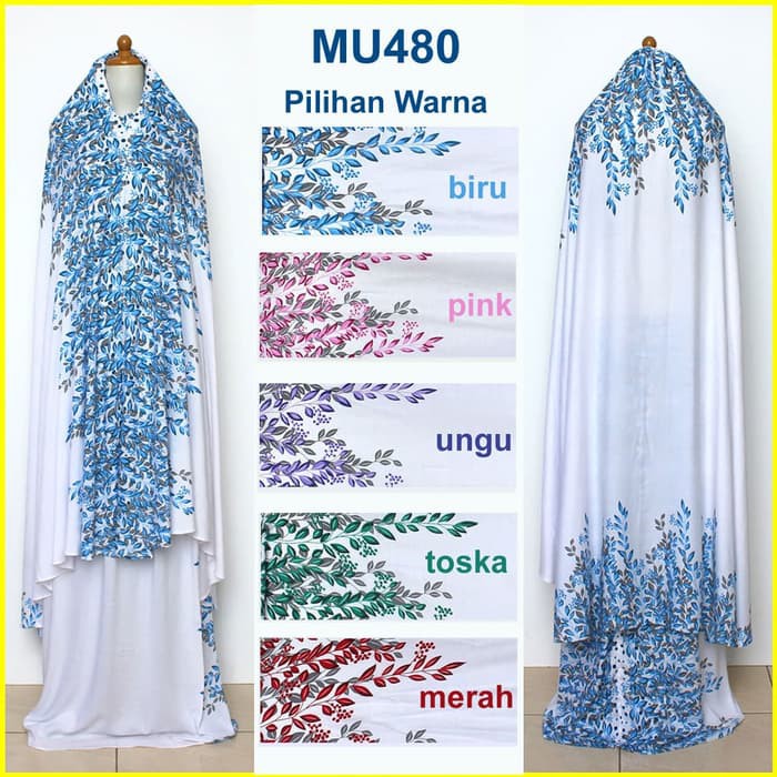 Mukena Bali Putih Corak Daun Kecil Dewasa dan Remaja Semi Jumbo MU480