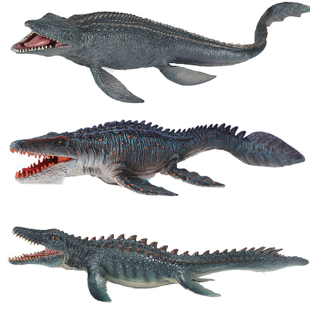 Dekorasi Desain Dinosaurus Mosasaurus Bunga Warna Polos