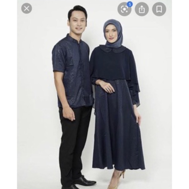 Preloved Baju Gamis Dress Lebaran Pesta Elzatta Navy (Dress Only)