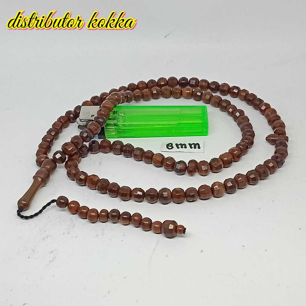 ( SUPER MURAH ) Tasbih Kokka kaukah kaokah fukakah koka bulat cutting 8 mm coklat