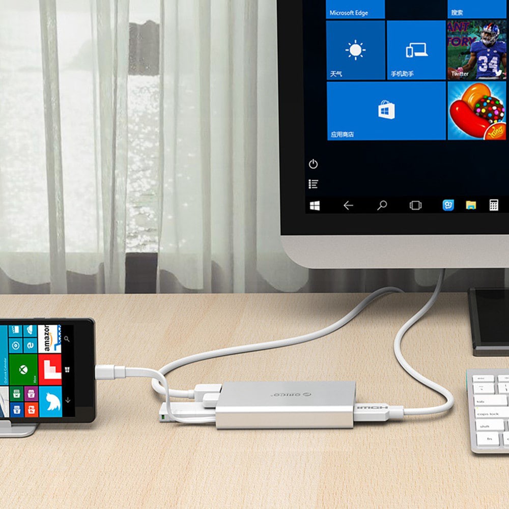 Type-C to hdmi vga lan rj45 usb A 3.0 hub usb-c pd converter orico 4k 30hz 1080p gigabit 5Gbps 5in1 docking station ads2 ads-2