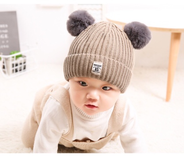 IMPORT Hat Double Pom Topi Anak Rajut Wool Pom Pom Musim Dingin Winter Hat infinity wool kids