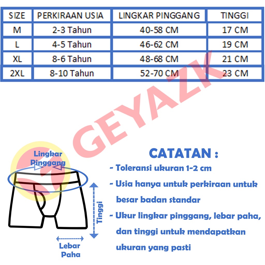 3 Pcs Boxer Anak Perempuan Celana Dalam Boxer  Gambar Anak Cewek