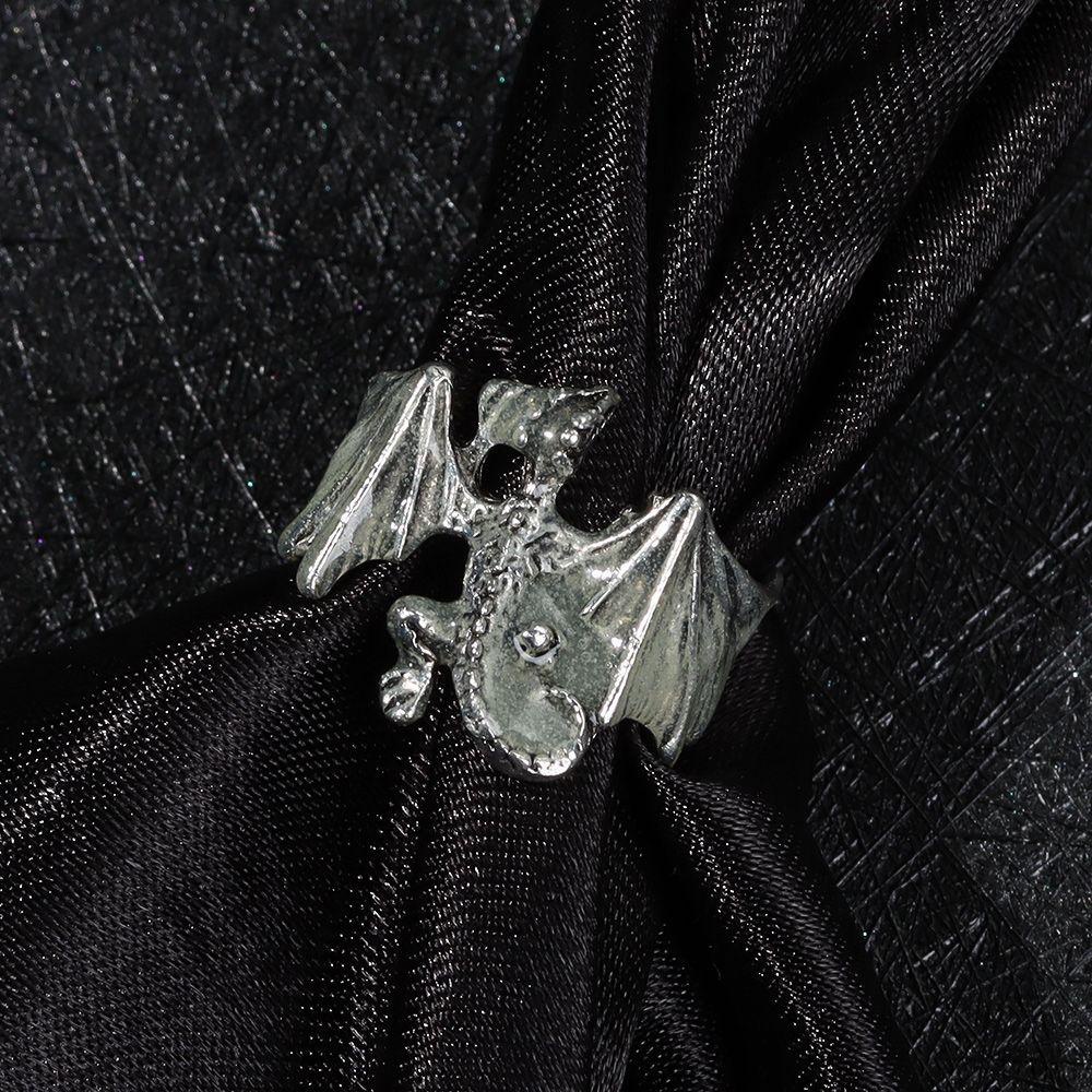 R-bunga Noctilucent Naga Cincin Aksesoris Fashion Halloween Adjustable Terbuka Punk Single Pria Pterosaurus Ring