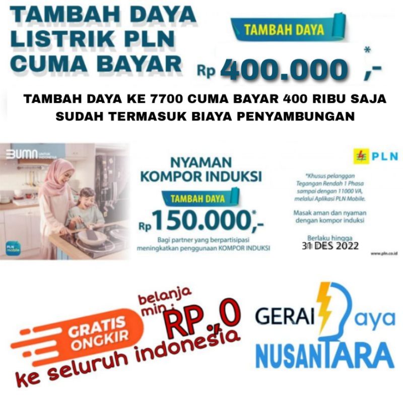 Jual PROMO DISKON TAMBAH DAYA PLN Cuma 400 Ribu Sudah Termasuk BP ...