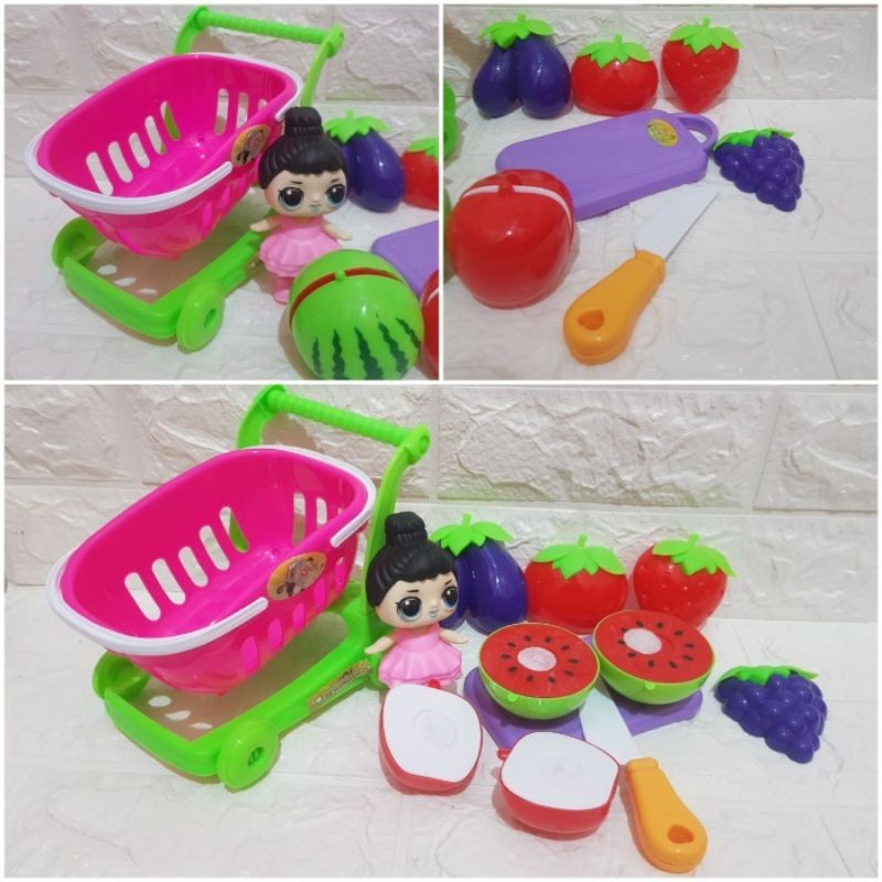 Mainan Keranjang Buah Potong - Mainan Set Keranjang Buah