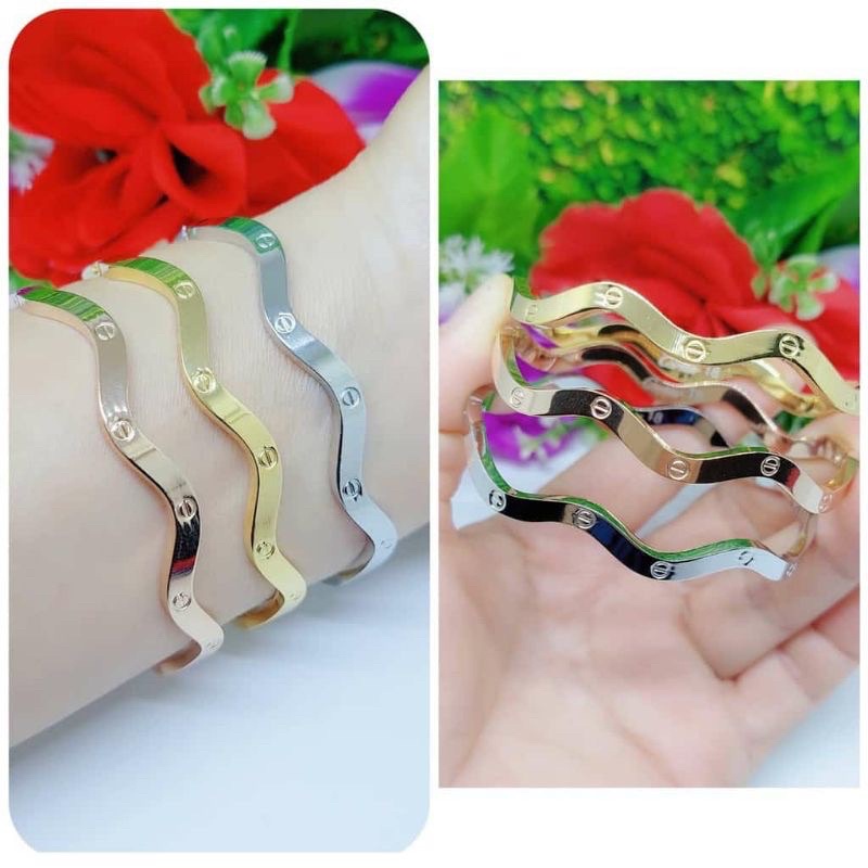 Gelang tangan titanium model gelombang terlaris (1pcs
