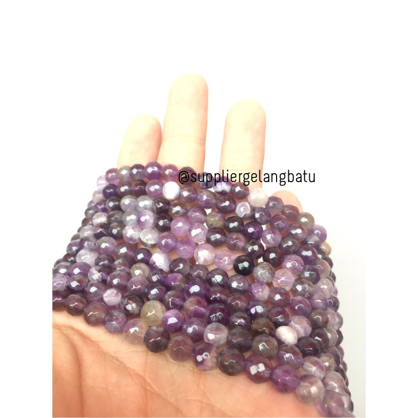 Batu kecubung brazil asli FACET 6mm CUTTING purple amethyst asli ungu brasil aksesoris akik kreasi