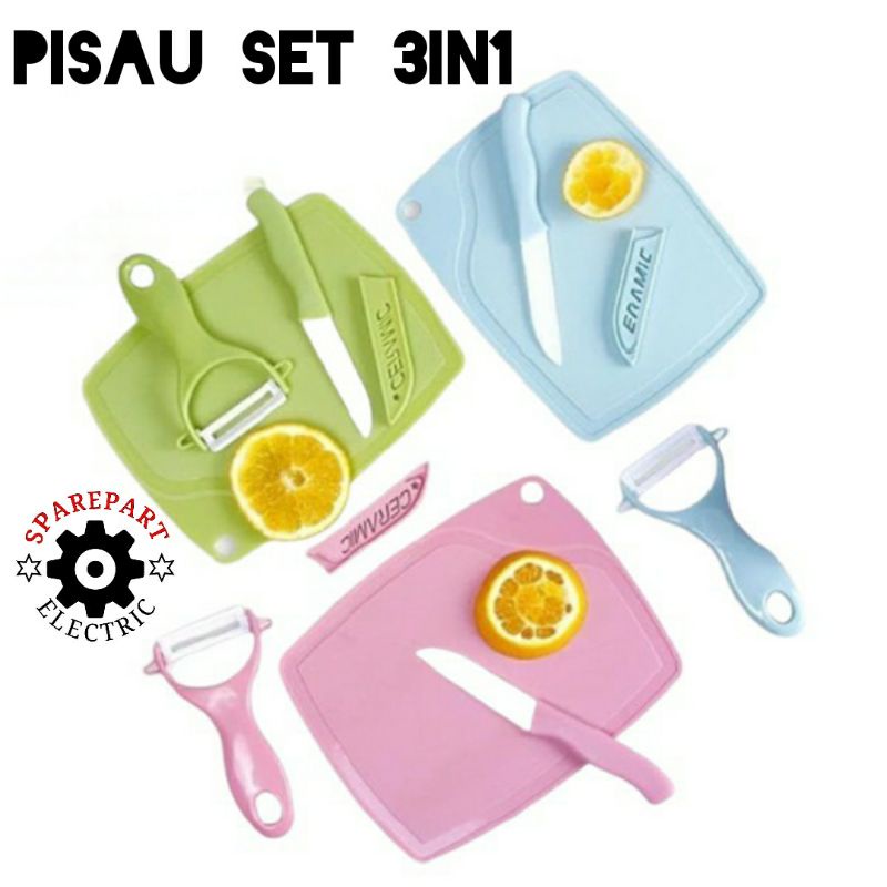 PISAU DAPUR SET 3 IN 1 LENGKAP - PISAU TALENAN PENGUPAS SERBAGUNA