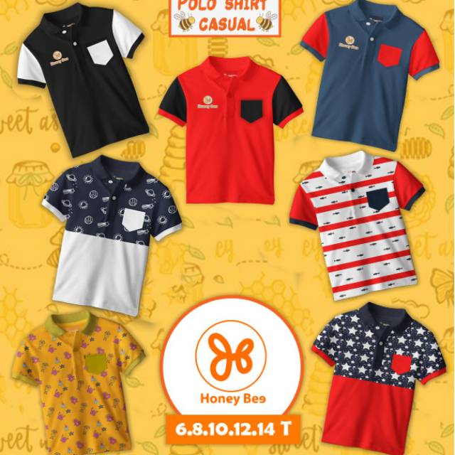 Polo shirt honey bee, polo shirt pocket casual