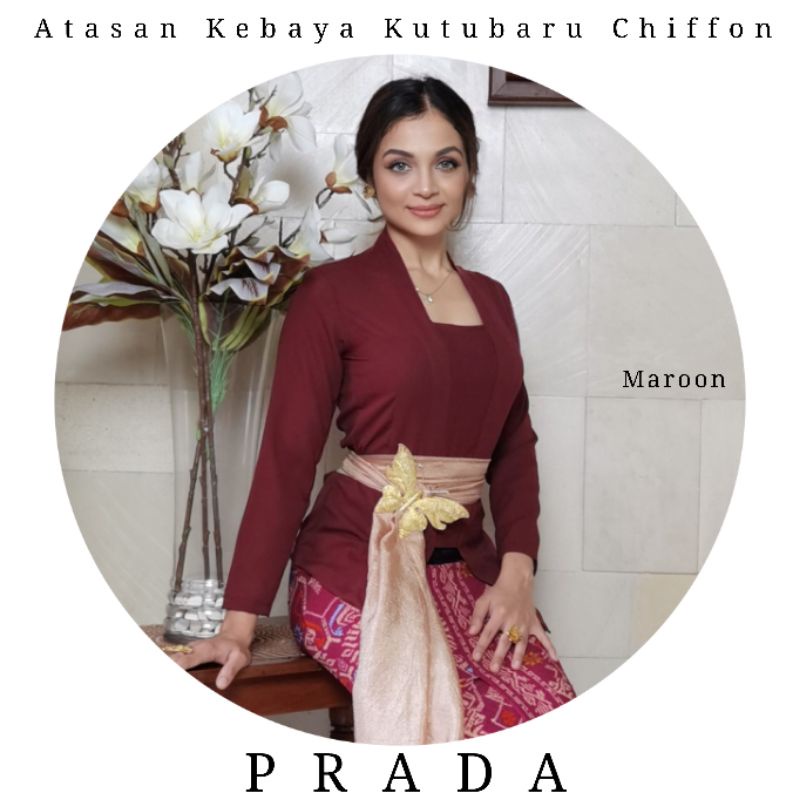 Atasan Kebaya Kutubaru Bali Lengan Panjang Chiffon Prada