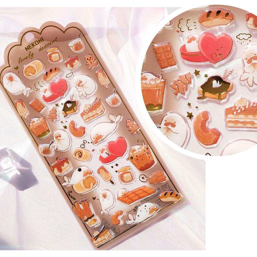 [Elegan] Alat Tulis Stiker Kucing Kawaii Epoxy Kristal Perlengkapan Sekolah Planner DIY Craft Handphone Stiker Gadis Diary Scrapbooking Stiker