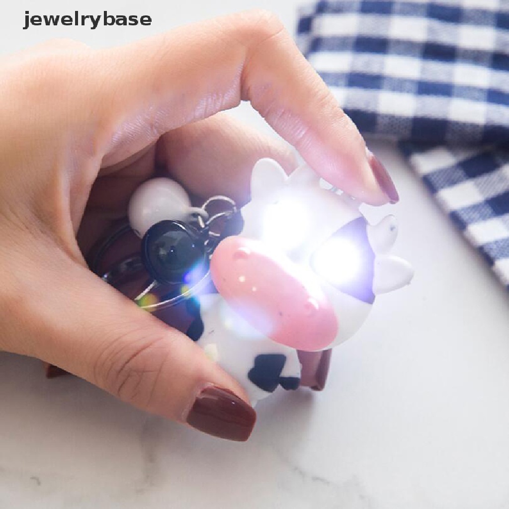 (jewelrybase) Gantungan Kunci Bentuk Sapi Dengan Senter LED + Suara Untuk Anak