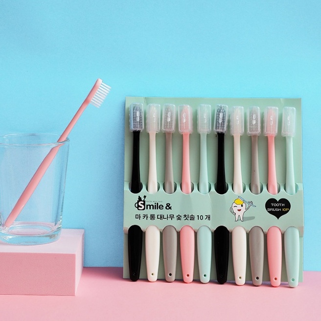 Sikat Gigi Set 10 pcs Arang Putih Eco Friendly Travel Tooth Brush Kepala Kecil Bulu Lembut Sensitif / Sikat Gigi Anak/ Dewasa Bahan Lembut 1 SET ISI 10 PCS / Toothbrush Double Care Sensitive / Sikat Gigi 1 Set Isi 10 Pcs / Toothbrush Sikat Gigi Double