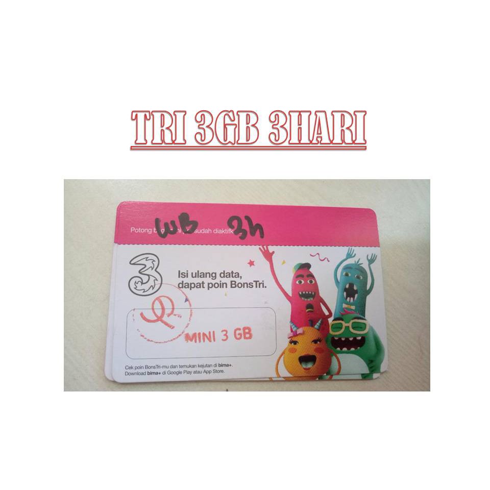VOUCHER KUOTA DATA TRI 3GB MINI / 3HARI