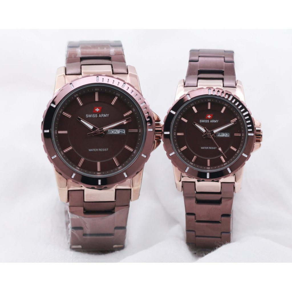 Grosiran Jam Tangan Couple Psa E9 - 43210 Analog Tali Rantai Hari Tanggal Aktif Original Garansi 6 Bulan Free Baterai Cadangan (COD)