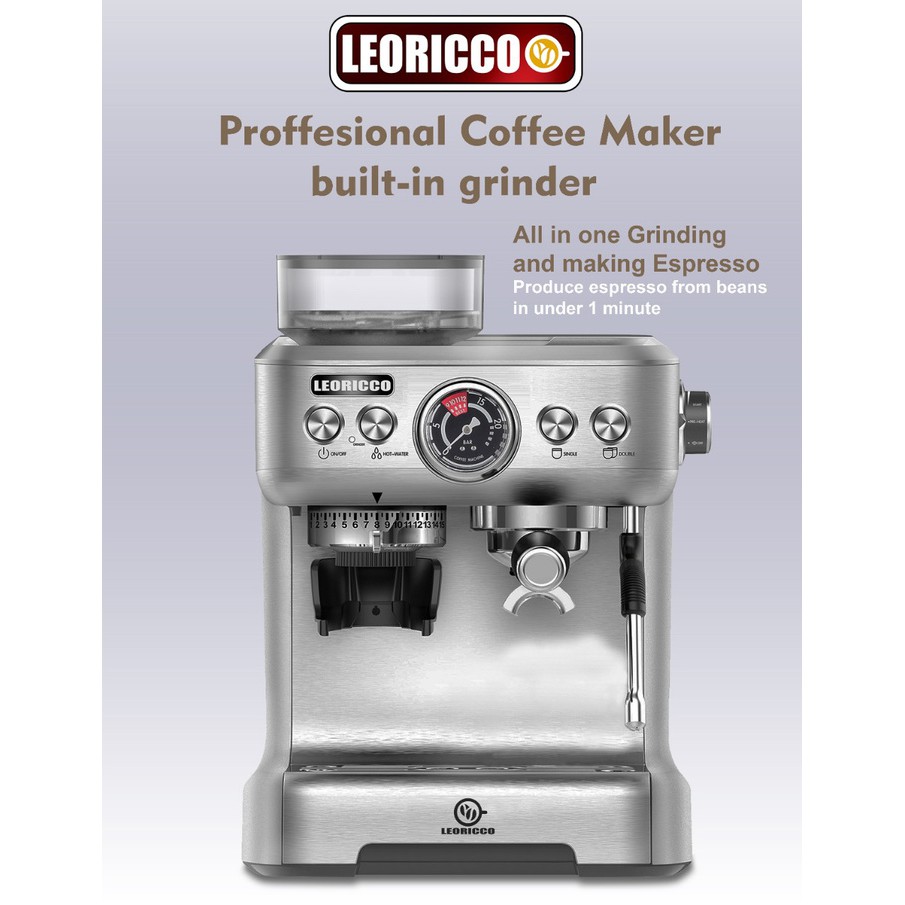 Mesin Kopi Coffee Machine With Grinder Built In Leoricco Acm5800 Leoricco Acm 5800 Shopee Indonesia