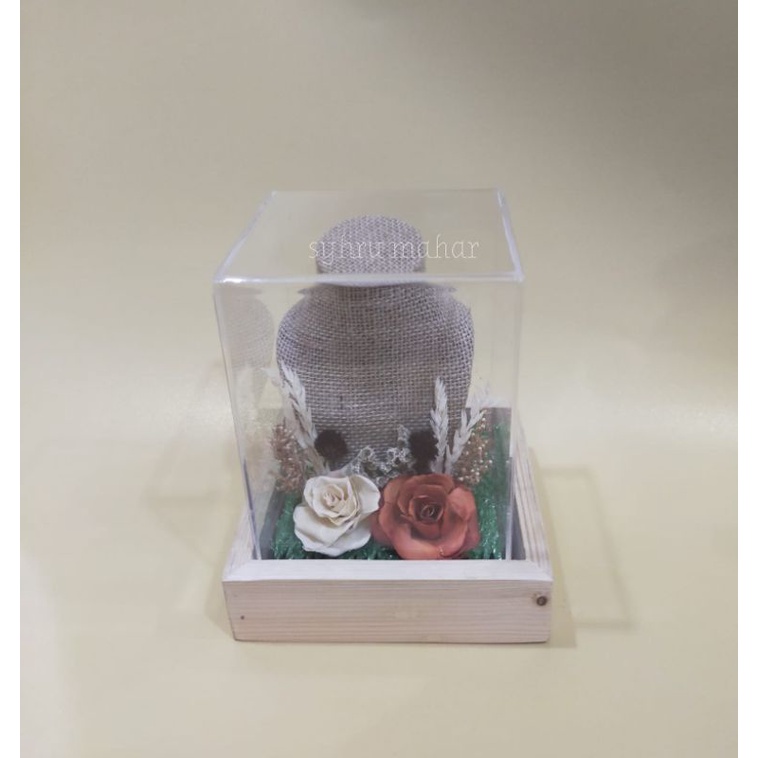 Tempat mahar Mahar Perhiasan rustic kalung rustic tutup akrilik