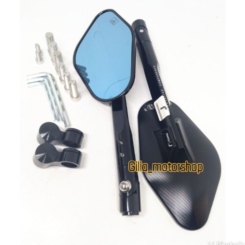 Spion Motor Logo r Rizoma Oktagon Elisse Full Aluminium CNC Mirror Biru Universal