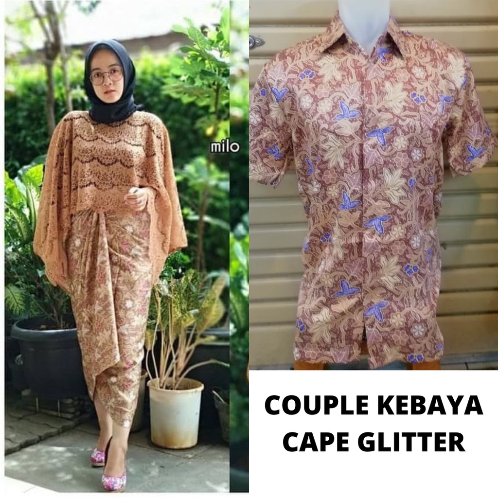 Setelan Couple Kebaya Modern Cape Glitter Classic Pink