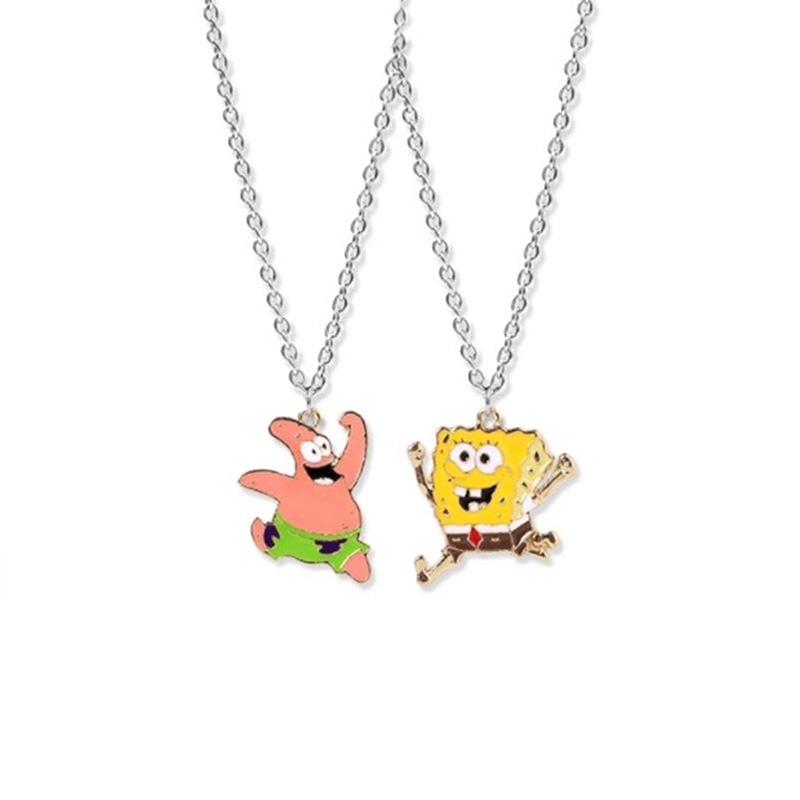 Kalung Liontin Kartun SpongeBob SquarePants Bintang Gaya Hip Hop Untuk Pria Dan Wanita