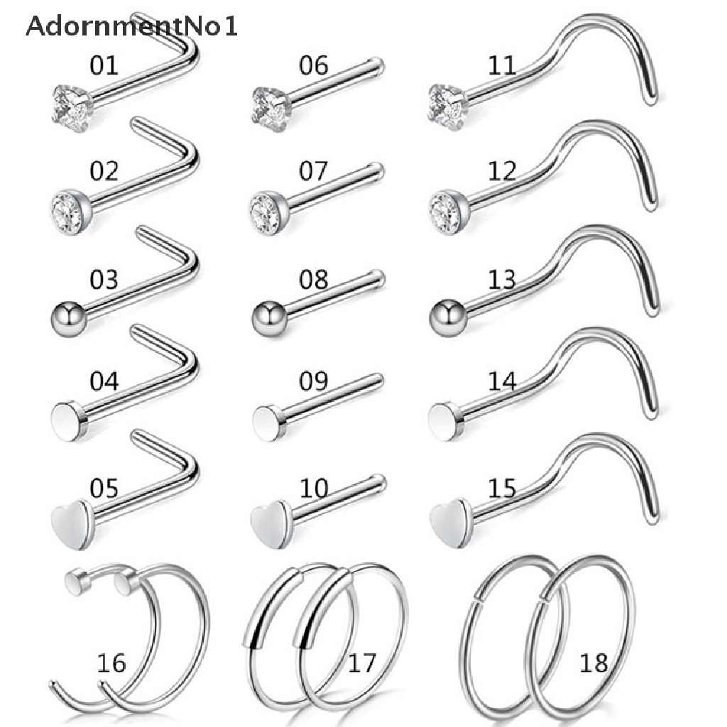 (AdornmentNo1) Cincin Tindik Hidung / Tubuh Bahan Stainless Steel 20G Bentuk L Untuk Pria / Wanita