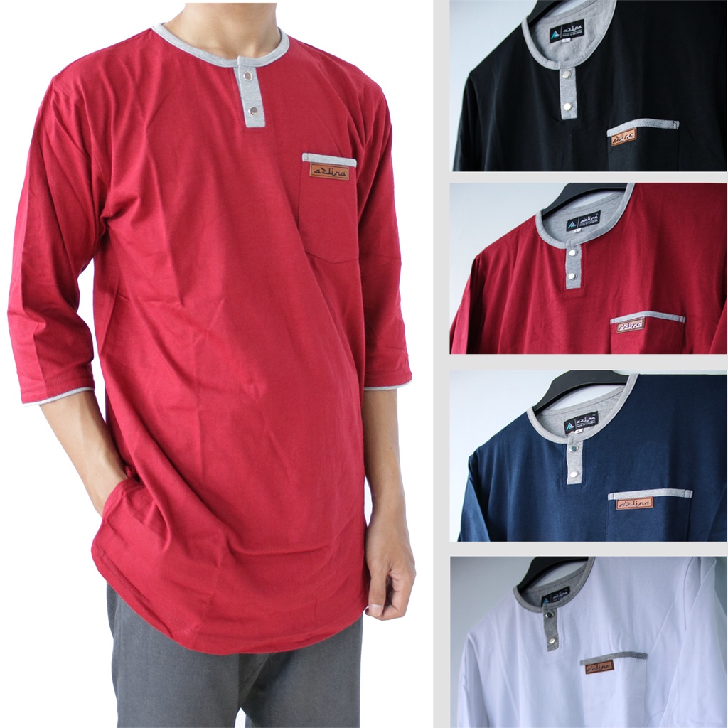 (COD) Baju Koko Kurta Dewasa Lengan 3/4 Material Catton Adem