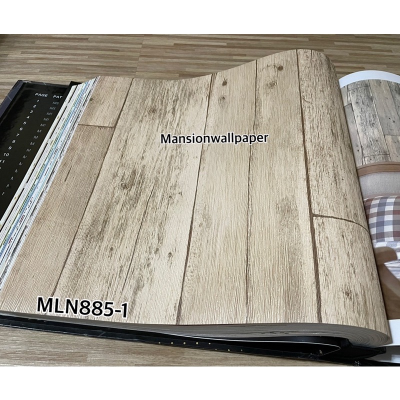 Wallpaper Dinding Papan Kayu Vintage Cream Coklat