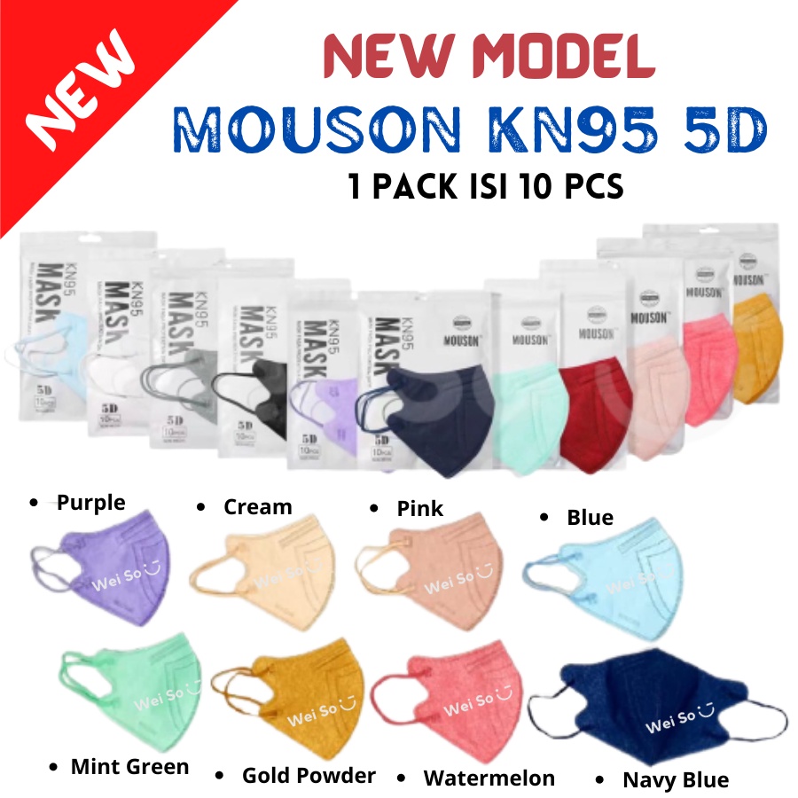 [ NEW MODEL ] Masker KN95 Mouson 5D 5Ply Original Face Mask KN 95 Disposable Mask 1 Pack isi 10pcs