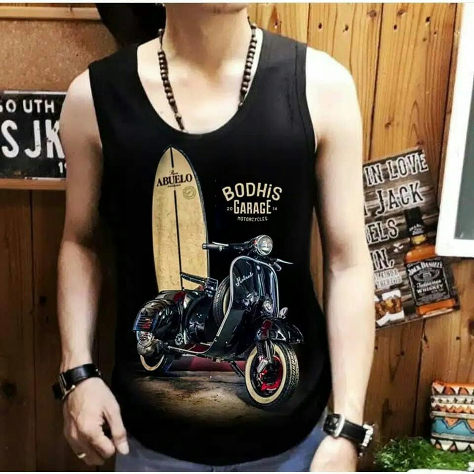 fashion pria keren size L,XL baju pria terbaru baju distro kaos casual singlet lingko - panteloni