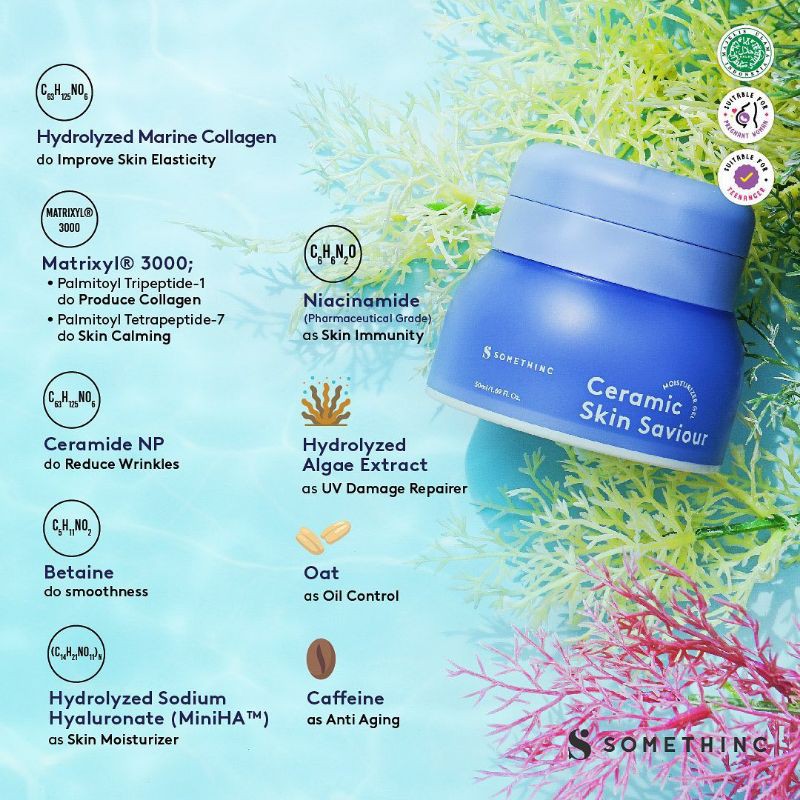 SOMETHINC Ceramic Skin Savior Moisturizer Gel Pelembap Ceramide Peptide Marine Collagen Skincare