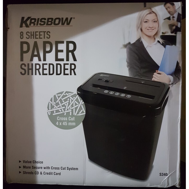 

KRISBOW Paper Shredder S340 8 Sheet Black