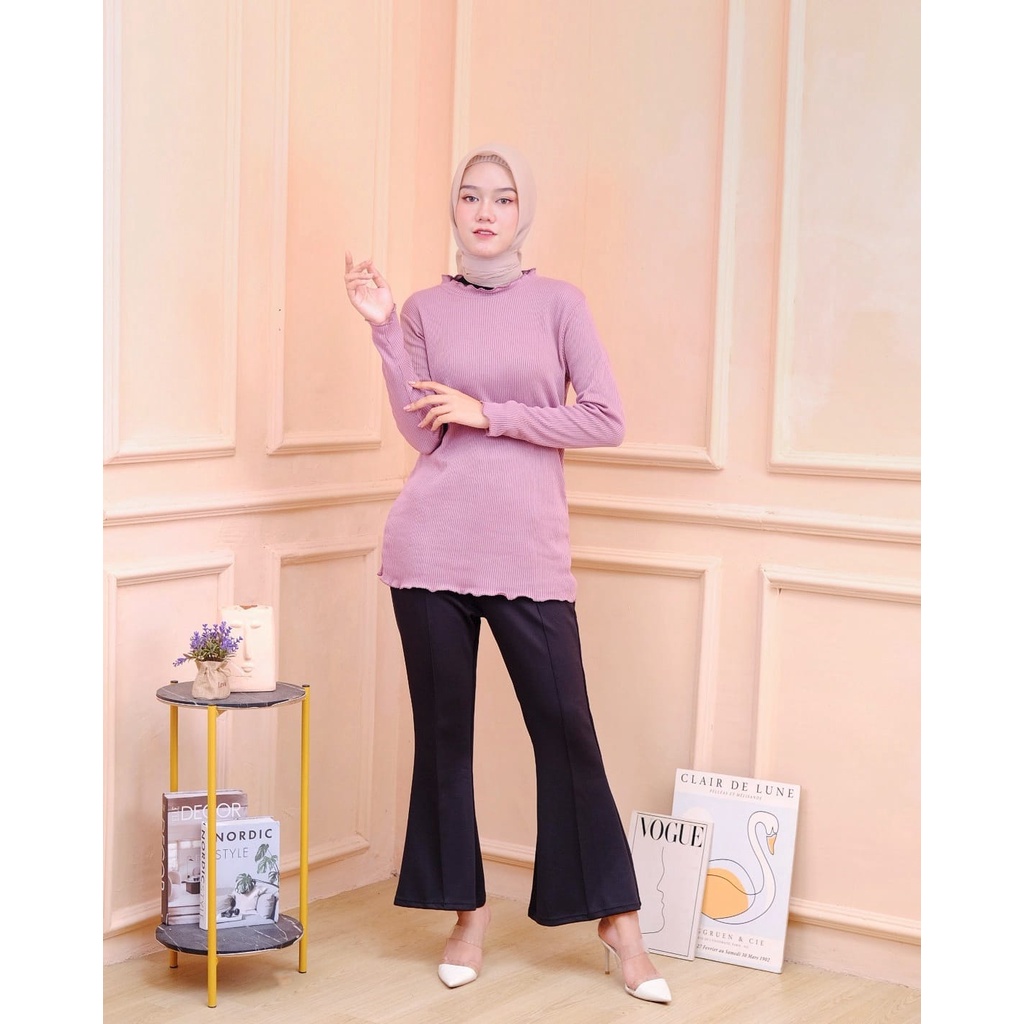 DAISY CURLY SWEATER / INNER RIB PREMIUM TURTLENECK KRIWIL LENGAN PANJANG NECI TOP KAOS CURLY RAJUT KERAH / KAOS POLOS / KAOS LENGAN PANJANG / INNER RUFFLE / INNER HIJAB KENGAN PANJANG BAHAN RIB TEBAL / KAOS CURLY RIB RAJUT KERAH  / INNER TOP TURTLENECK