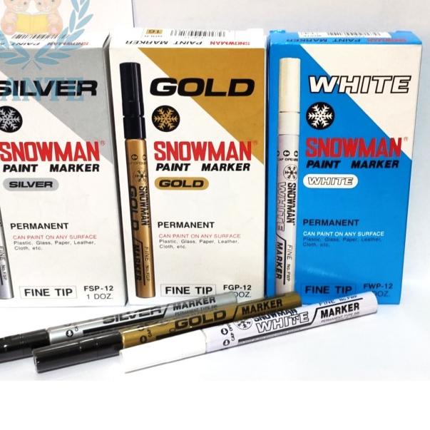 

♬ Spidol Snowman Marker Permanent FINE TIP No.FSP ( White Silver Gold ) - Gold ✱