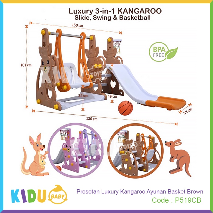 Labeille Prosotan Ayunan Luxury KANGAROO Slide Swing Kangguru Basket Kidu Baby