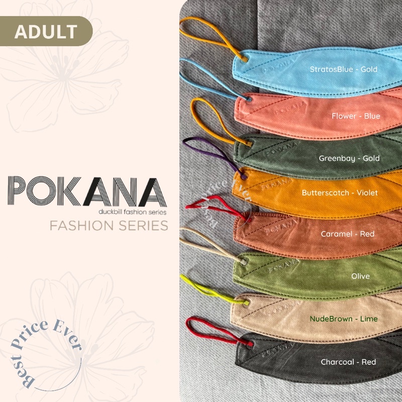 [ ECER / SATUAN - FASHION SERIES ] Pokana Duckbill Earloop Medical Mask 4PLY Masker Dewasa Eceran-1