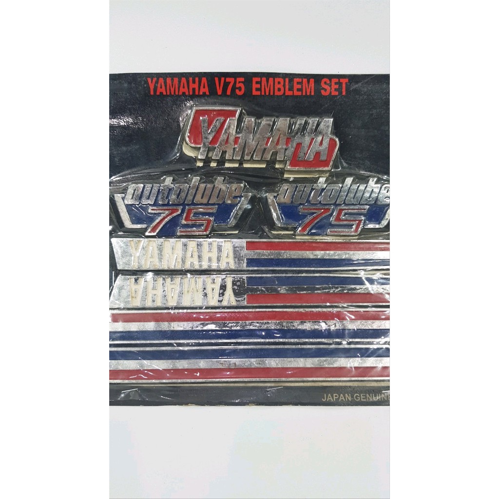 Emblem V75 V 75 Set Logo Sticker Striping Yamaha Autolube NOS Japan Terbaik